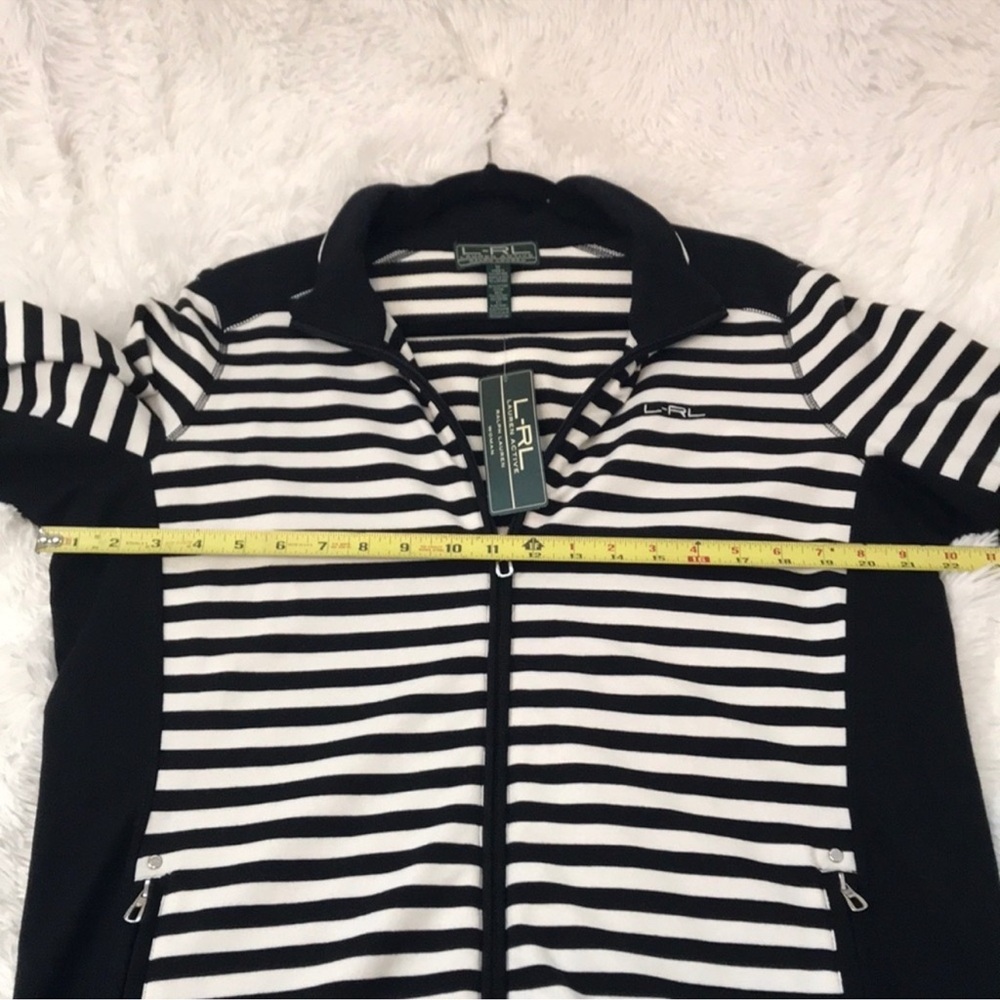 NWT Lauren Ralph Lauren L-RL Lauren Active Striped Zip Jacket Black White Sz 1X - Picture 8 of 10